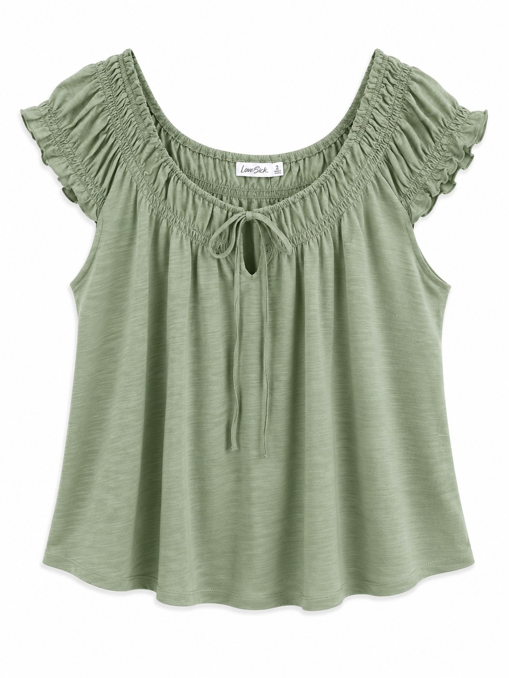 torrid Sage Green Smocked Tie-Front Flutter Sleeve Top Sz 2X